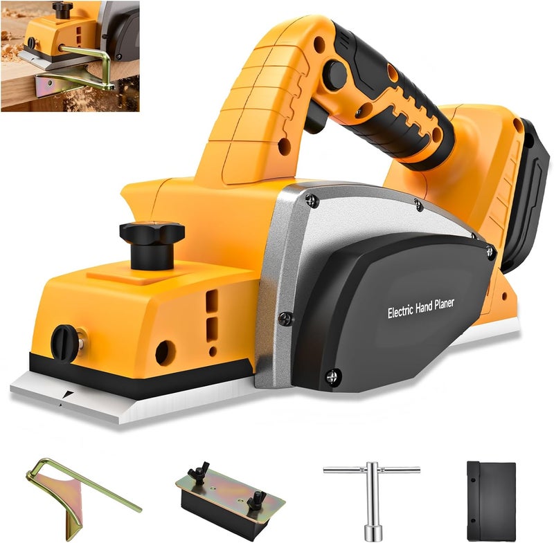 Labfintom Cordless Hand Planer for De-walt 20v Battery, 3-1/4 Inch Electric Wood Planer 15000 RPM with Depth Adjustment & Safety Lock, Brushless Motor Handheld Planer for Woodworking and Home DIY(No Battery) - Image 1